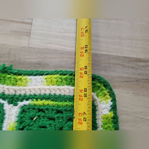 Vintage Afghan Granny Square Psychedelic Multicolored Blanket Throw 66 x 29 - Picture 9 of 11